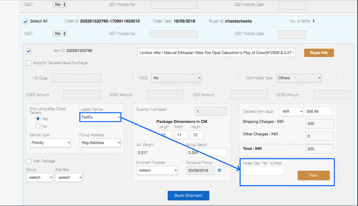 Book Shipment Ebay Global Shipping